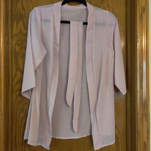 Pink sheer robe with belt